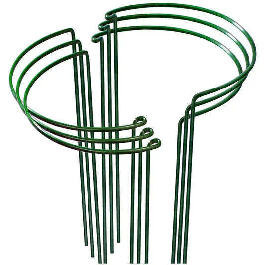 6pcs Green Metal Plant Supports – Half-Round Cage Flowers