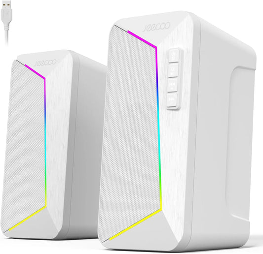 Desktop Speakers with Bluetooth 5.3 & USB Connection – Stereo Sound with 6 LED Modes