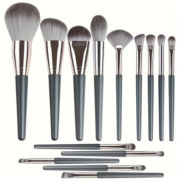 Luxury 14-Piece Makeup Brushes – Soft Wool Fiber, Durable Design
