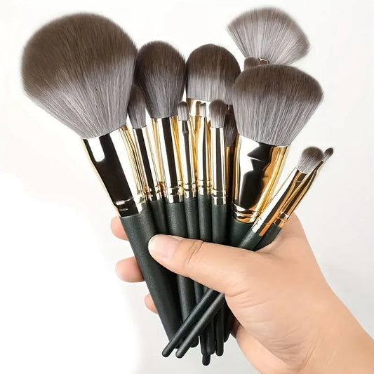 Luxury 14-Piece Makeup Brushes – Soft Wool Fiber, Durable Design