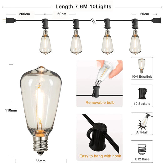 Genixgreen ST38 Outdoor String Lights